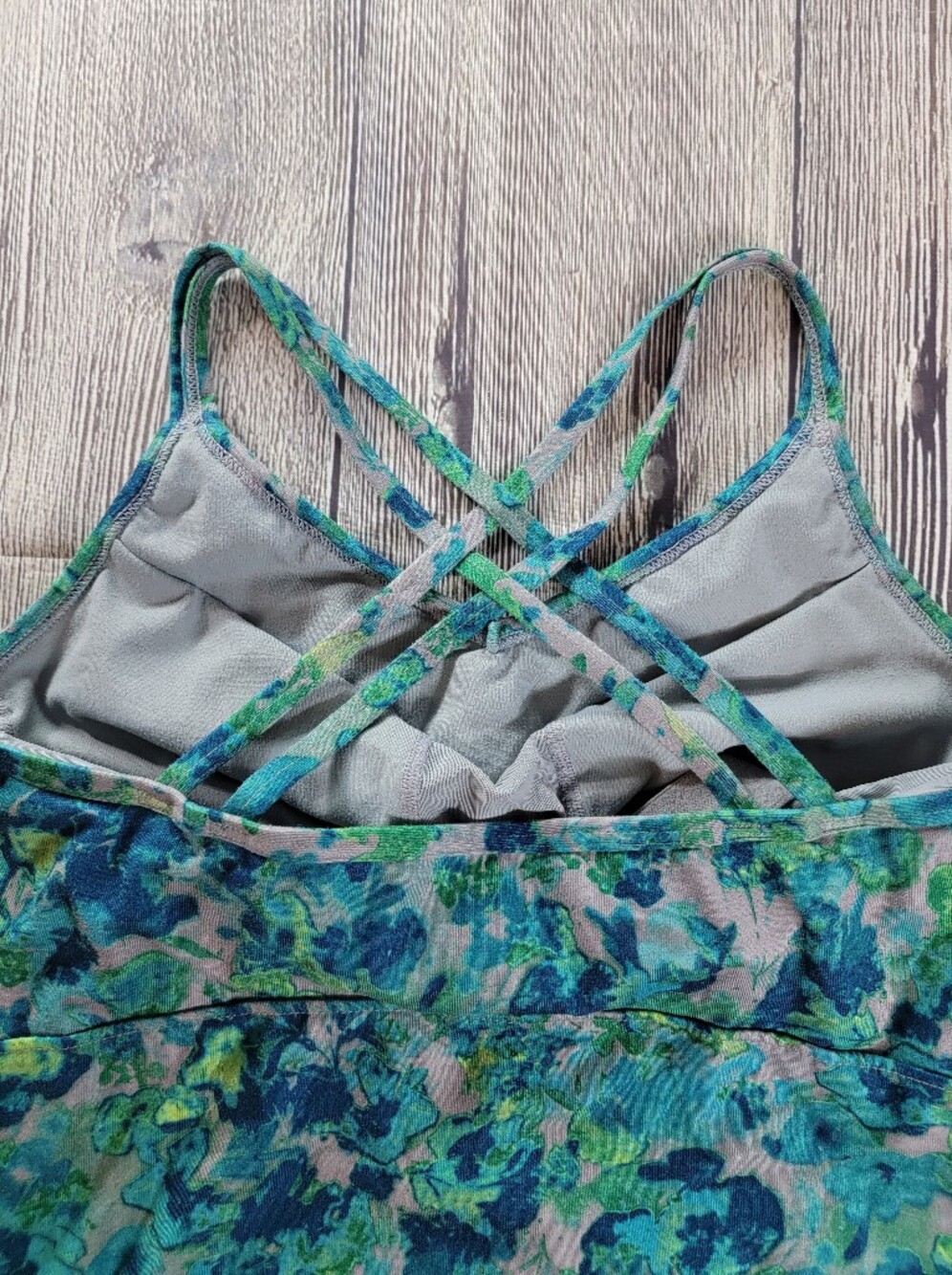 REI Floral Racerback Tank Top With Built In Bra - Picture 5 of 7